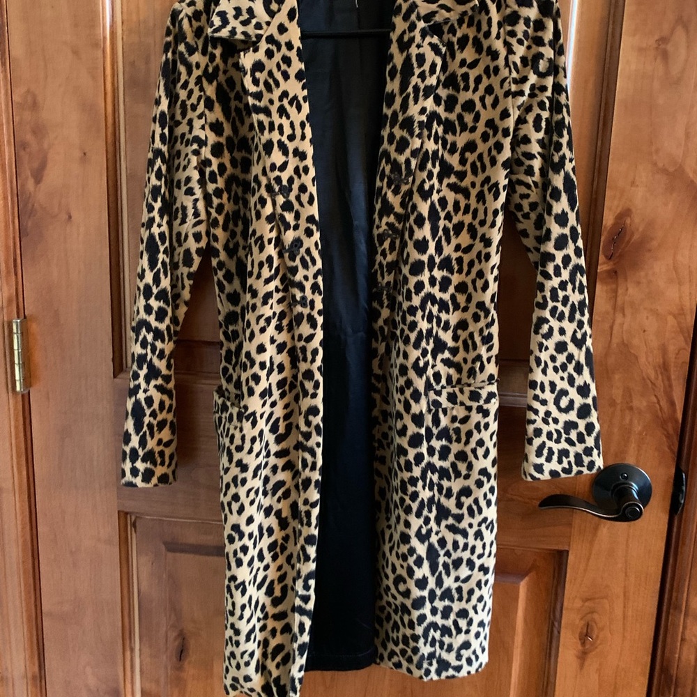 Cheetah velvet cotton long trench coat with silk cotton lining